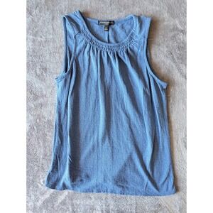 Banana Republic Womens Blue Smocked Neck Sleeveless Blouse Top Small S Cotton